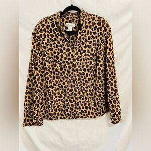 Women’s Dressbarn Long Sleeve Zip Jacket in Cheetah Print. Plus Size 2XL